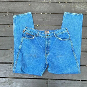 JEANS-MEN'S-MADISON CREEK OUTFITTERS-38x34-RELAX FIT-WORK-LEISURE-LEATHER YOKE